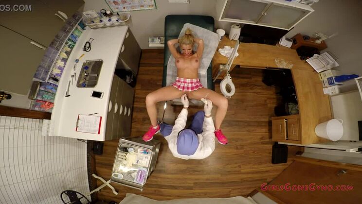 Big titted blonde Bella Ink examined poked and prodded by the doctor, to do exercises, get her pussy probed, spread wide in the stirrups, mandatory examination - Tampa University Physical - Part 3 of 9 - GirlsGoneGyno.com - Medical Clinic Fetish