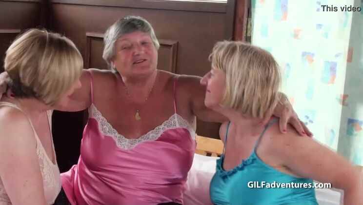 Older mature Grandma foursome with a one man
