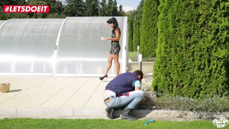 Hot Czech Ebony Wife get nailed by gardener's big cock - #LETSDOEIT