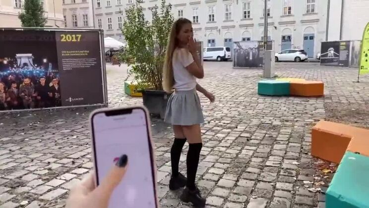 Lovense Lush Control of my Stepsister in Public Place! People Catch us on the Street!!!