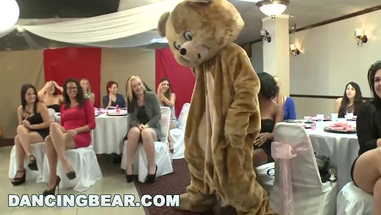 DANCING BEAR - Check Out This Wild CFNM Bridal Party In Banquet Hall