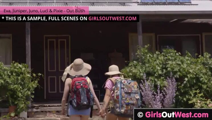 GirlsOutWest - Five girls lick hairy pussies in lesbian orgy