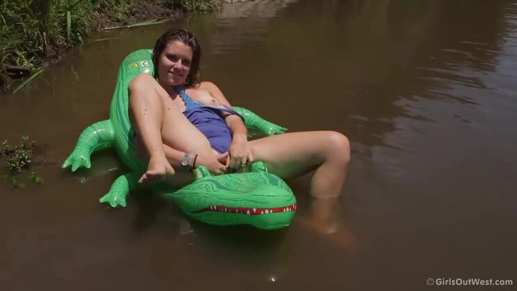 Brunette Veronica's Outdoor Toy Adventure