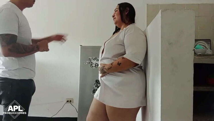 Scarlett can't resist helping her needy Latina neighbor with a creampie
