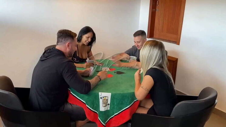 A steamy card game leads to a lesbian encounter between Kel Abate and Bruna Carlos! See more on RED.