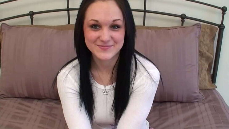 New to cock-sucking: Brunette teen with curvaceous figure and firm tits gives POV blowjob in casting audition