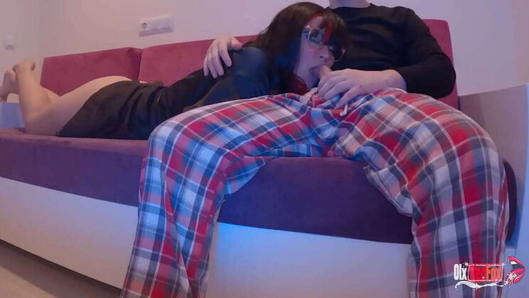 Stepson Takes Advantage of Asleep Stepmother for a Blowjob