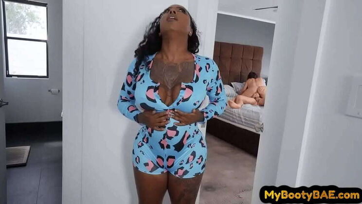 Tattooed Ebony MILF with Big Tits Gets Doggystyled