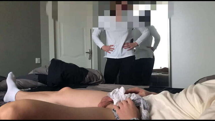 Stepsister Discovers Me Jerking Off with Her Panties, Assists in Finishing