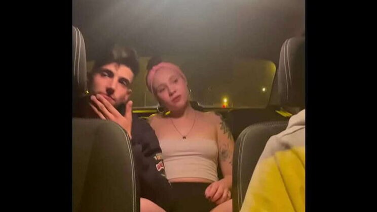 Amateur friends having sex in a taxi after a party: hidden camera real footage