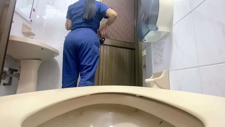 Woman's Bathroom Surprise: Pregnant Patient and Nurse Peeing