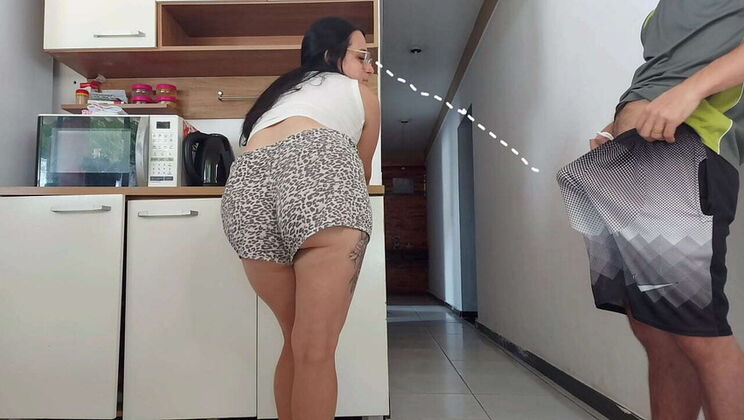 Sneaky Sex in the Kitchen While Hubby Showers
