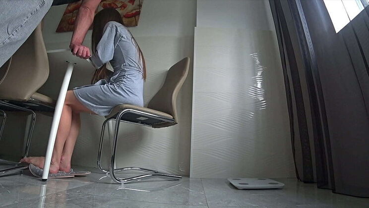 Wife Cheats with Friend in Kitchen while Husband is Away