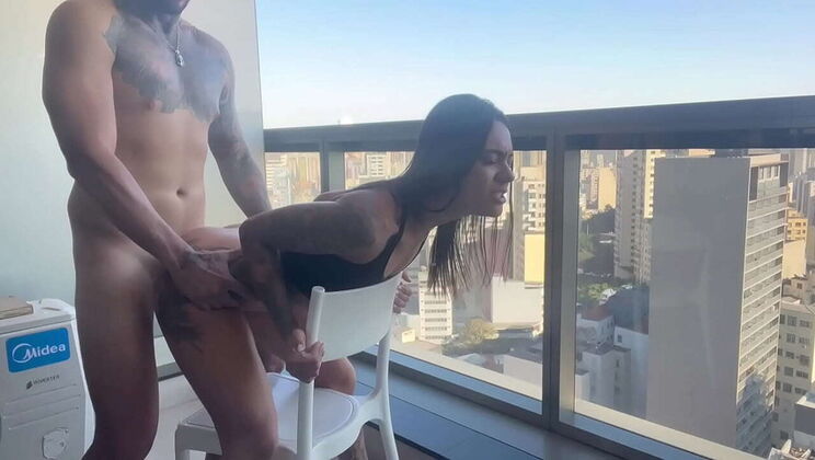 Sexy Sister-in-Law Surprises Me in Lingerie on Hotel Balcony
