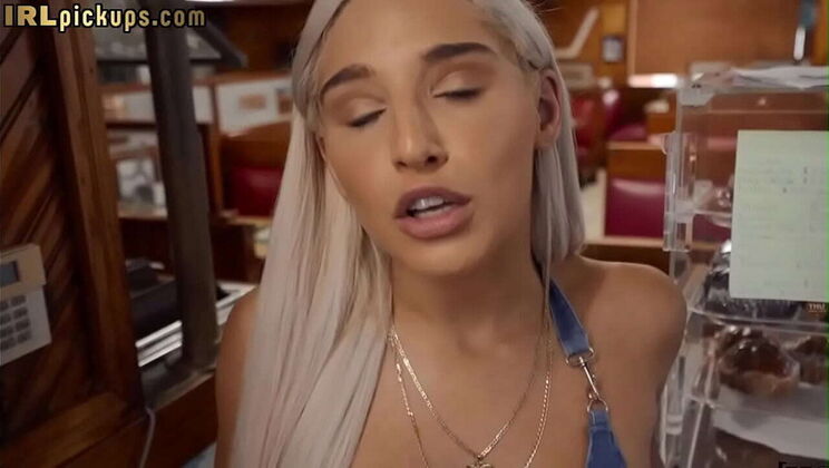 Abella Danger sucks lucky waiter before wild bathroom sex