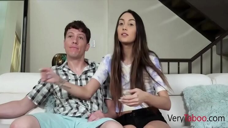 Stepbrother and Stepsister Battle for Remote, End Up Fucking Hard