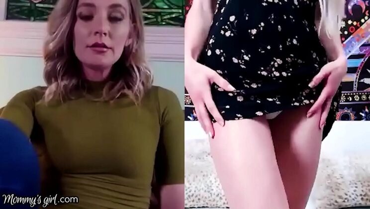 Hot MILF Step-Mom Gets Surprised by Teen Stepdaughter's Remote Masturbation Show