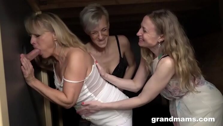 Hot Triple Blonde Grannies Fucking Hard in Group Sex Orgy