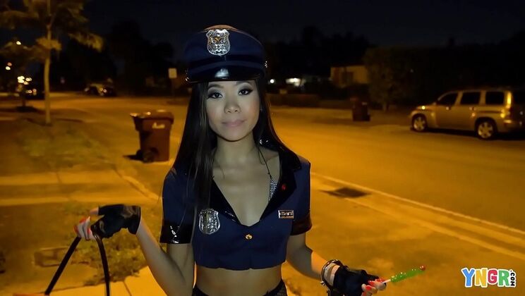 Asian Teen Vina Sky in Halloween Costume Gets Hardcore Fuck