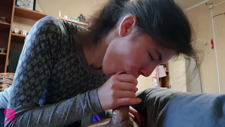 Morning Blowjob to Wake Up - Sweet and Gentle BJ from Innocent Brunette Teen