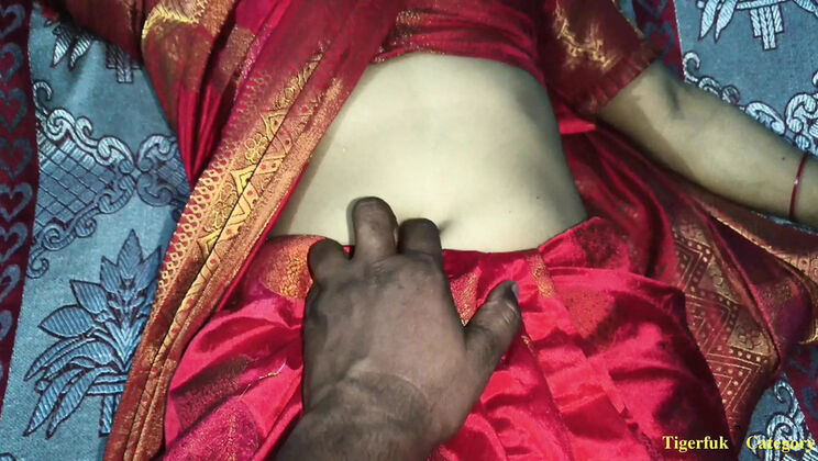 Desi Village Bhabhi in Red Saree Sucks Cock and Gets Fucked Hard