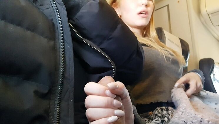 Bella Mur Gives Wild Handjob and Blowjob on a Public Airplane - Russian Teen Shows Off