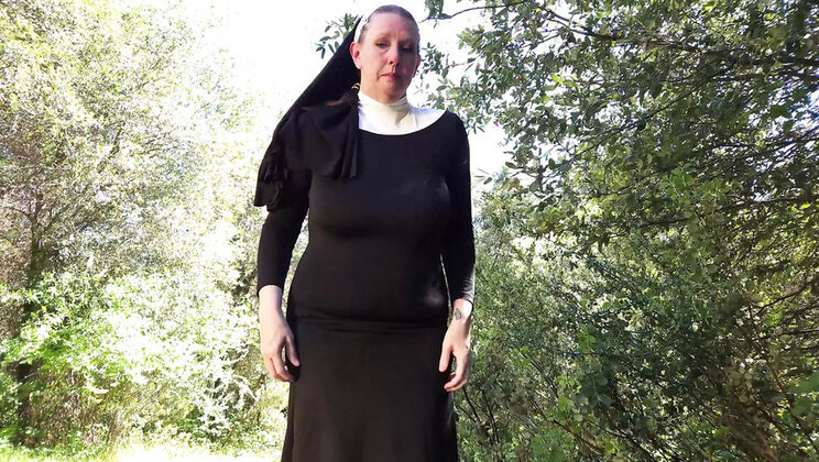 Grace Marie - Horny Mature MILF Nun Seduces with Big Natural Tits and Outdoor Blowjob