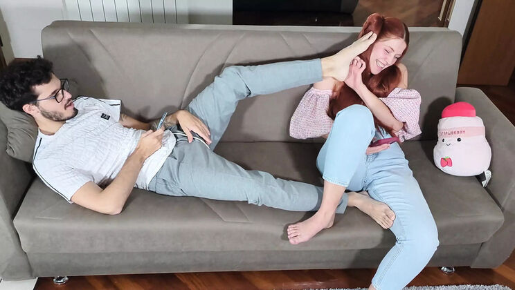 Italian Redhead Stepsister Mira Love Gives Intense Footjob and Makes Me Cum in 4K