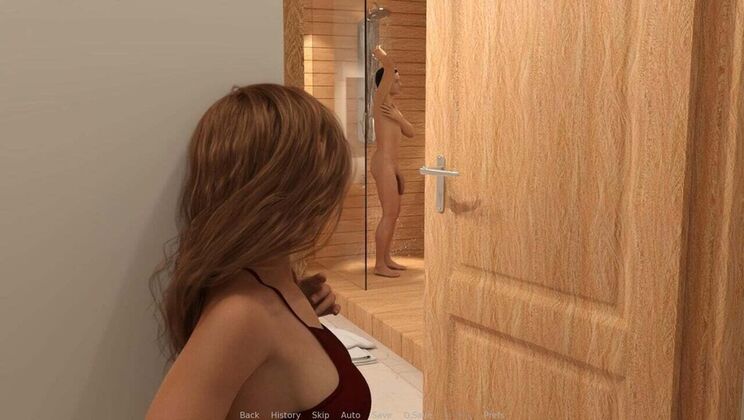 Amelia, the Hot MILF, Spies on Her Son-in-Law Ted in the Shower - American Taboo Story