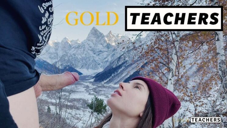Russian teen gives amazing POV blowjob on mountain with cum in mouth