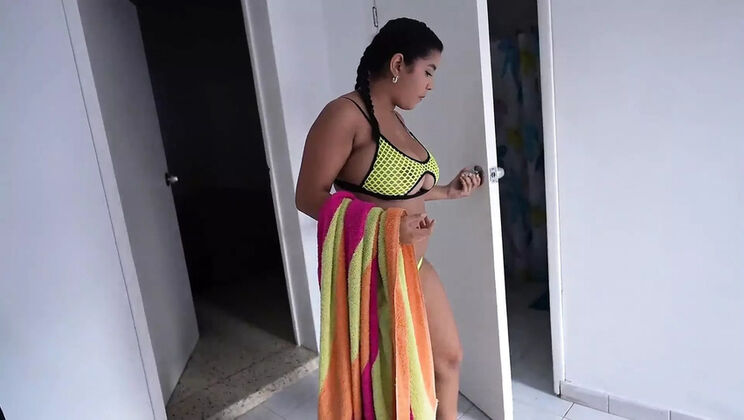 Outdoor Shower Sex - Busty Latina Gets Rough Doggystyle Fuck