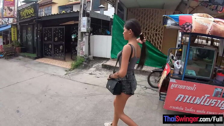 Hot Thai teen amateur gets fucked hard by big cock after lunch - POV blowjob & doggystyle