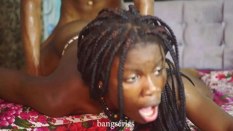 Ebony babe begs for more of my huge cock