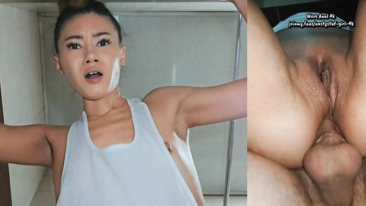 Hot Asian MILF Takes Raw Anal Creampie From Daddy - Close-Up Action!