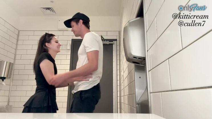 Naughty Teen Catches Stranger Peeking Up Her Skirt & Fucks Him Hard in Walmart Restroom