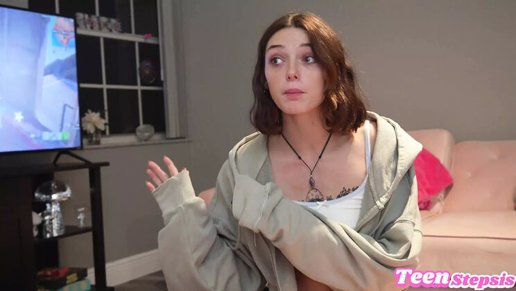 Step Sis Daisy Sucks My Big Cock While I Game - POV Blowjob & Cum in Mouth