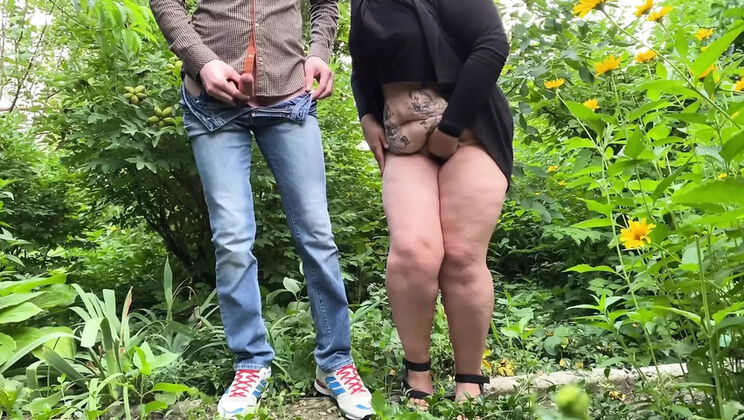 MILF Step Mom Jerks Me Off Until I Cum On Her Big Ass - Outdoor Public Fun