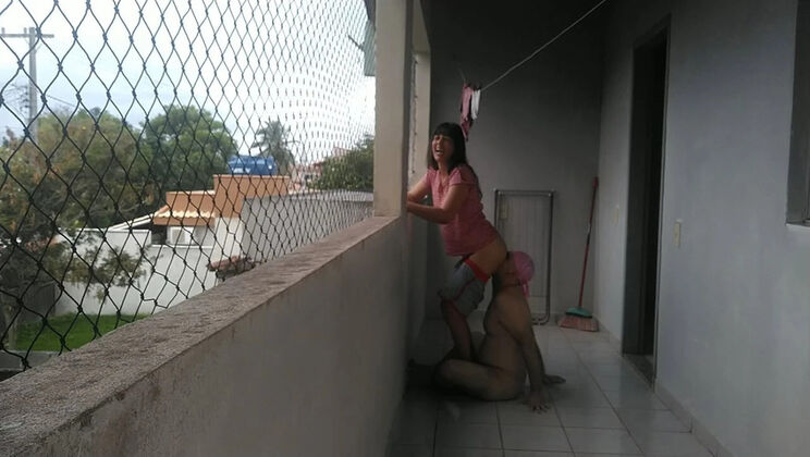 Hot Brazilian Wife Teases Hubby on Balcony - Femdom SPH & Spanking