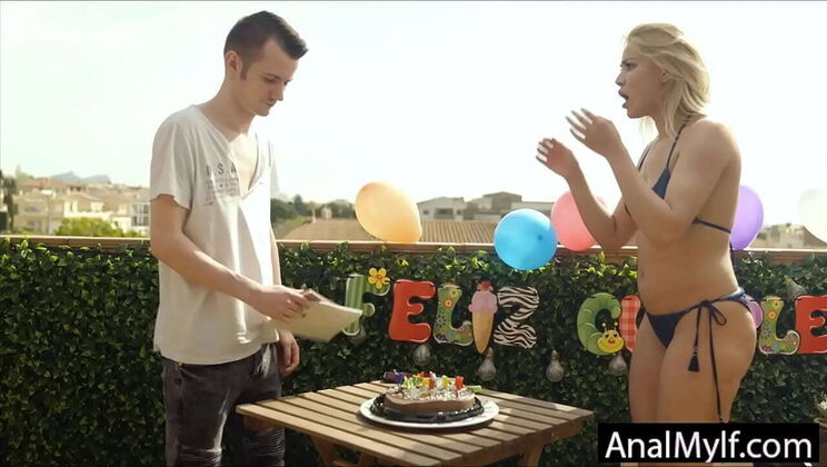 Stepmom Gives Stepson Birthday Anal Surprise - Hot MILF Action
