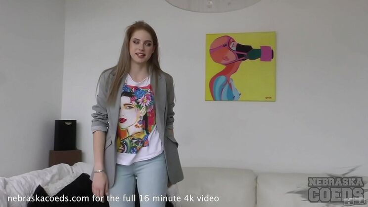 Shy 18yo Margarita Nervous First Casting - Skinny Pale Teen with Natural Tits