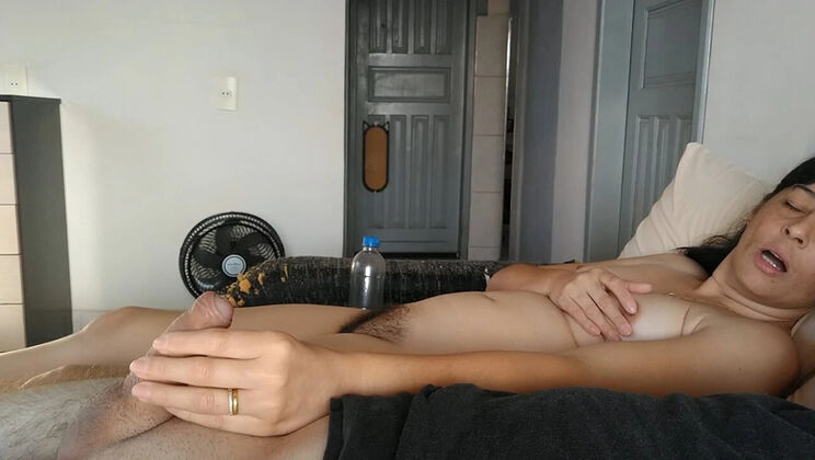 Hairy Brazilian Wife Gives Handjob to Small Penis - Casal Fatal Humiliation