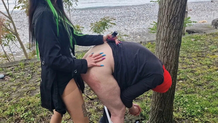 Anal Pegging by Dominatrix Nika - Rough Strapon Fuck on Beach Walk