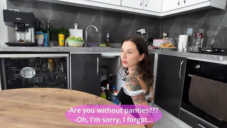 Ghomestory Maid Walks Around House No Panties, Gets Hard Fuck Doggy Style