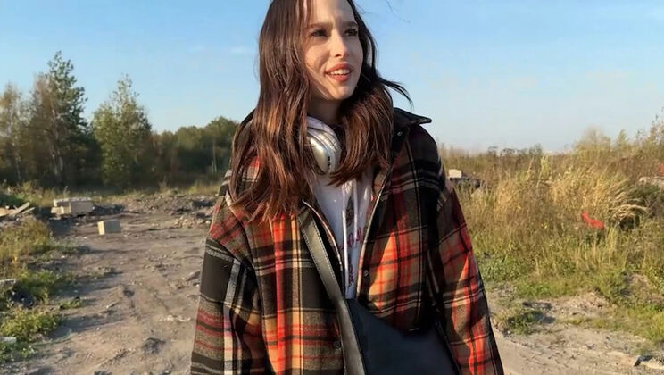 Teen Brunette Loses Bet and Gives Outdoor Blowjob - Hand Slapping Strip Game