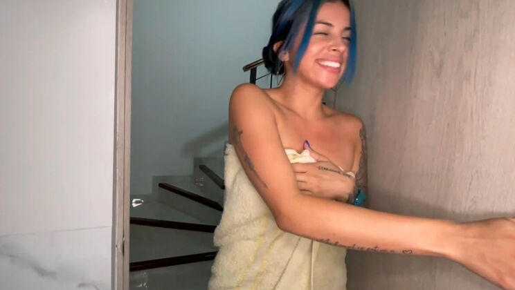 Sexy Latina SoyMarce Shower Nude CFNM Handjob Through Door