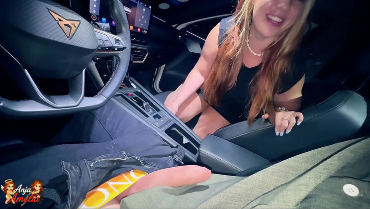 Anja Amelia Raw Car Sex - Deep Throat & Nylon Footjob in Backseat