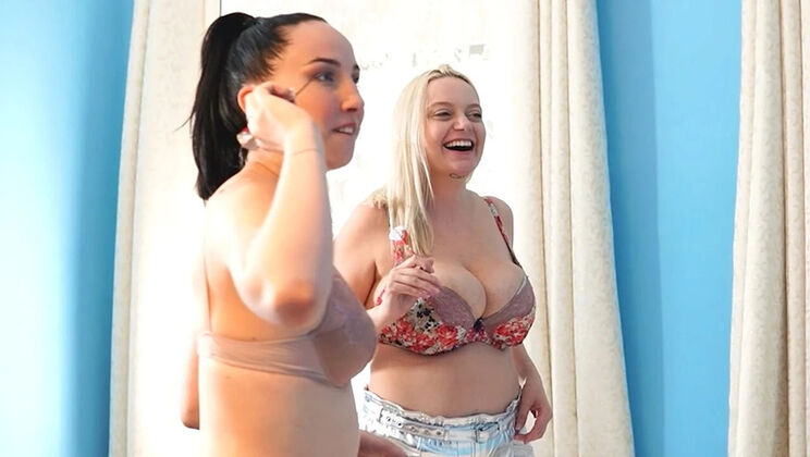 Lesbian Strip Darts Game Night with Sandra Sweet & Bella Angel - Big Tits Reveal