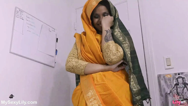 Horny Lily Big Boobs Indian Stepmom Dirty Talk and Sex with Stepson