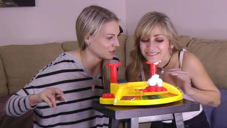 Lesbian Strip Game Frenzy: Aften Opal & Celestina Blooms in Tension-Filled Spring Showdown