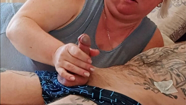 Stepmom Gives Deep Throat Blowjob Before Work and Swallows Cum for Dessert